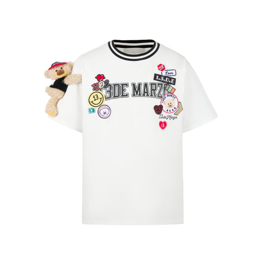 13De Marzo Badge Knit Collar T-Shirt White