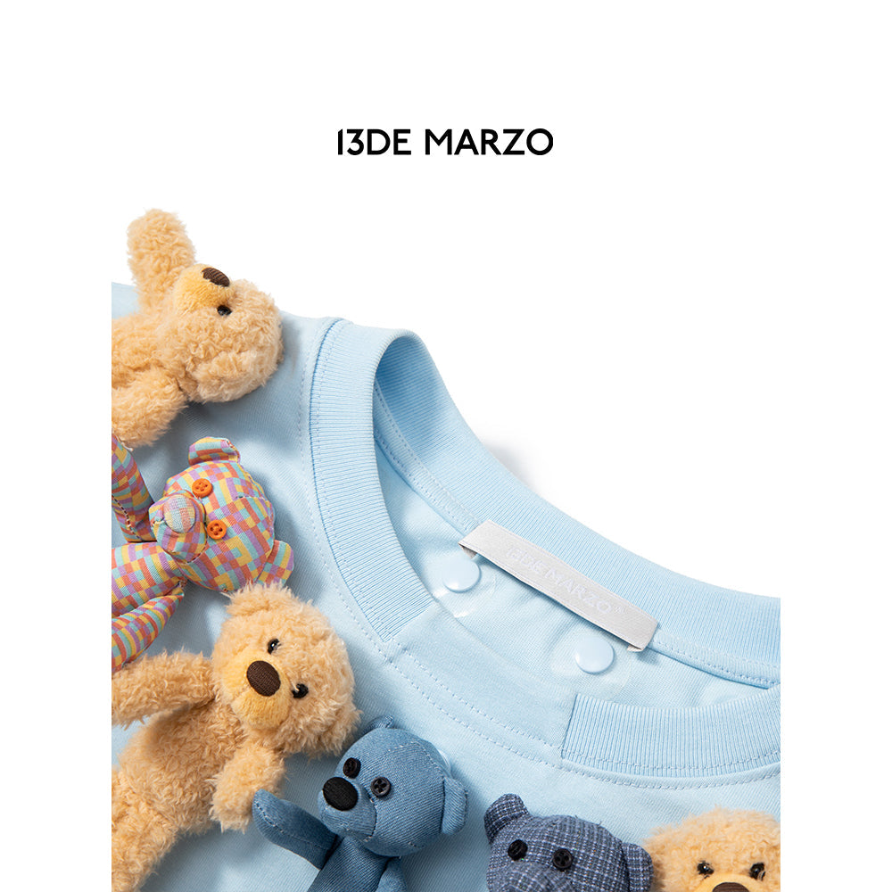 13De Marzo Mini Bears Collar Tee Blue
