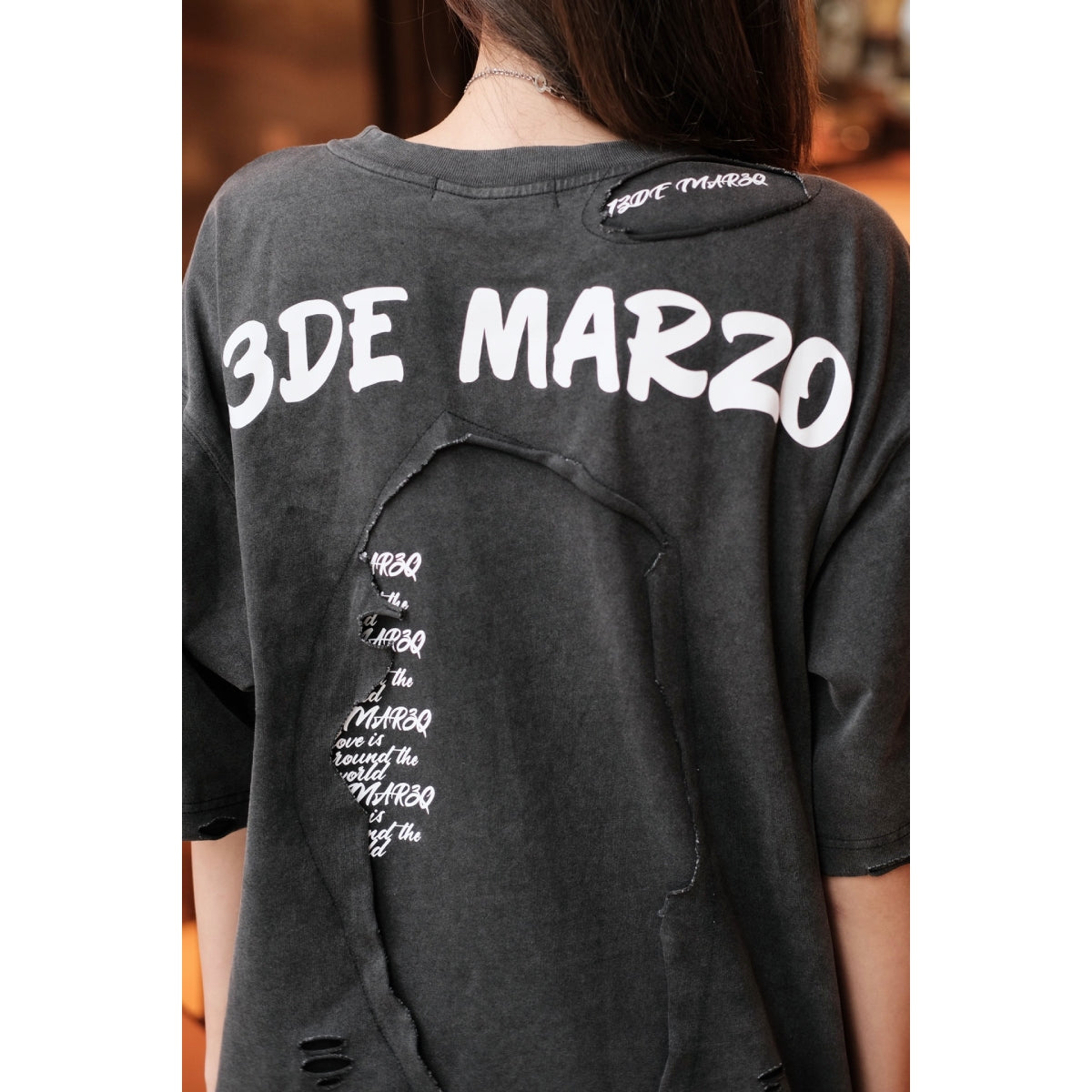 13De Marzo Destroyed Back Logo T-Shirt Black