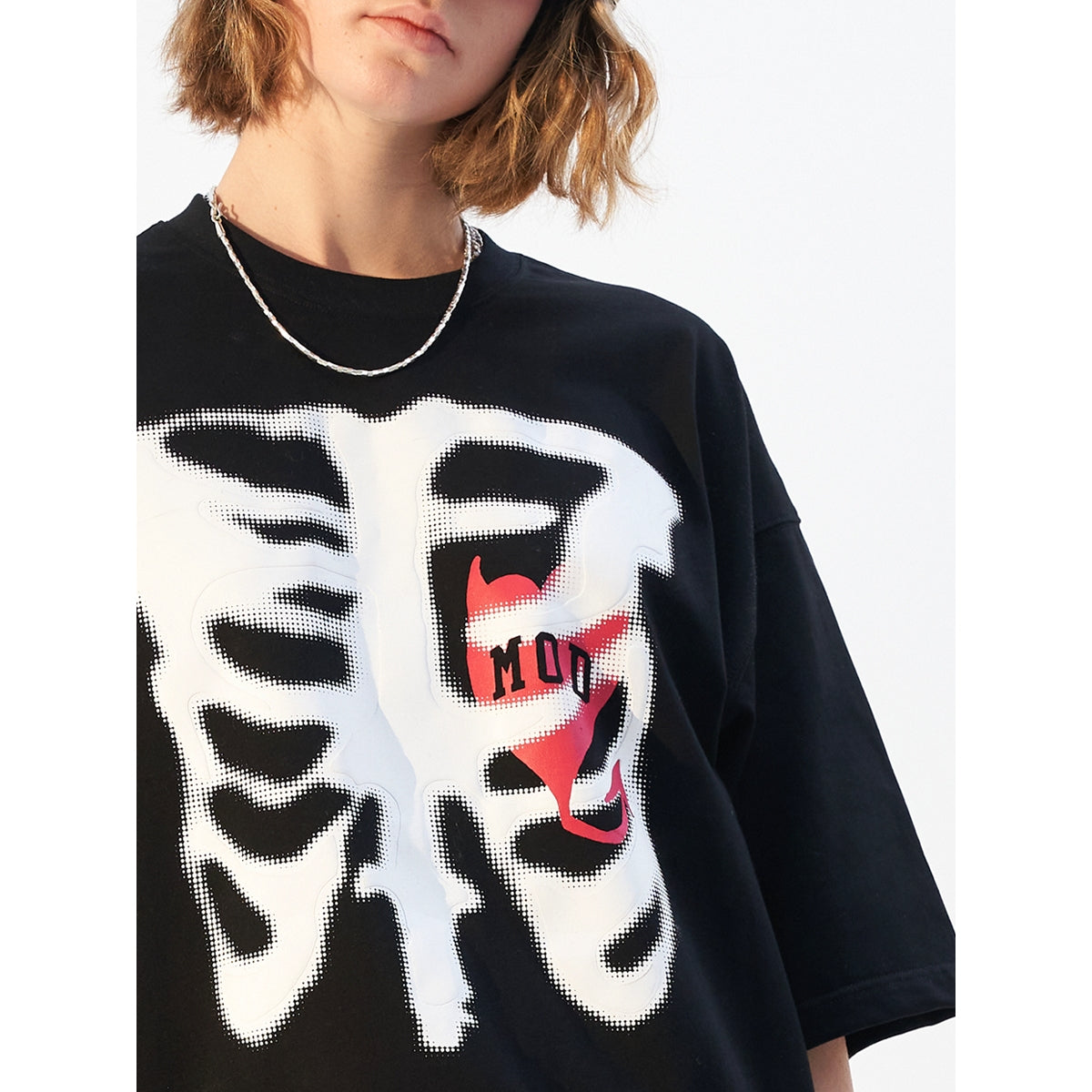 Moditec Foam Printed Heart Bone Tee Black - Mores Studio