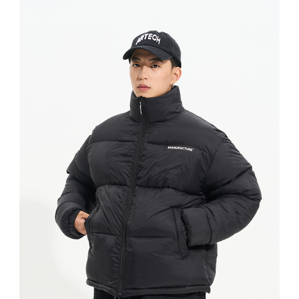 MANUFACTURE Uniform Basic Logo Down Jacket Black