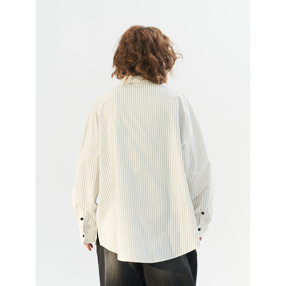 Moditec Heart Patch Striped Oversize Shirt - Mores Studio