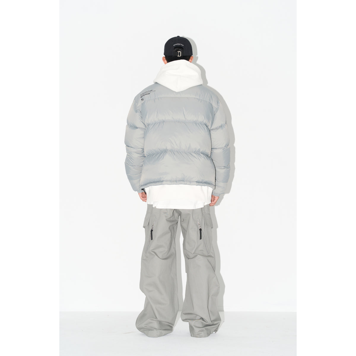 MANUFACTURE Uniform Basic Logo Down Jacket Grey