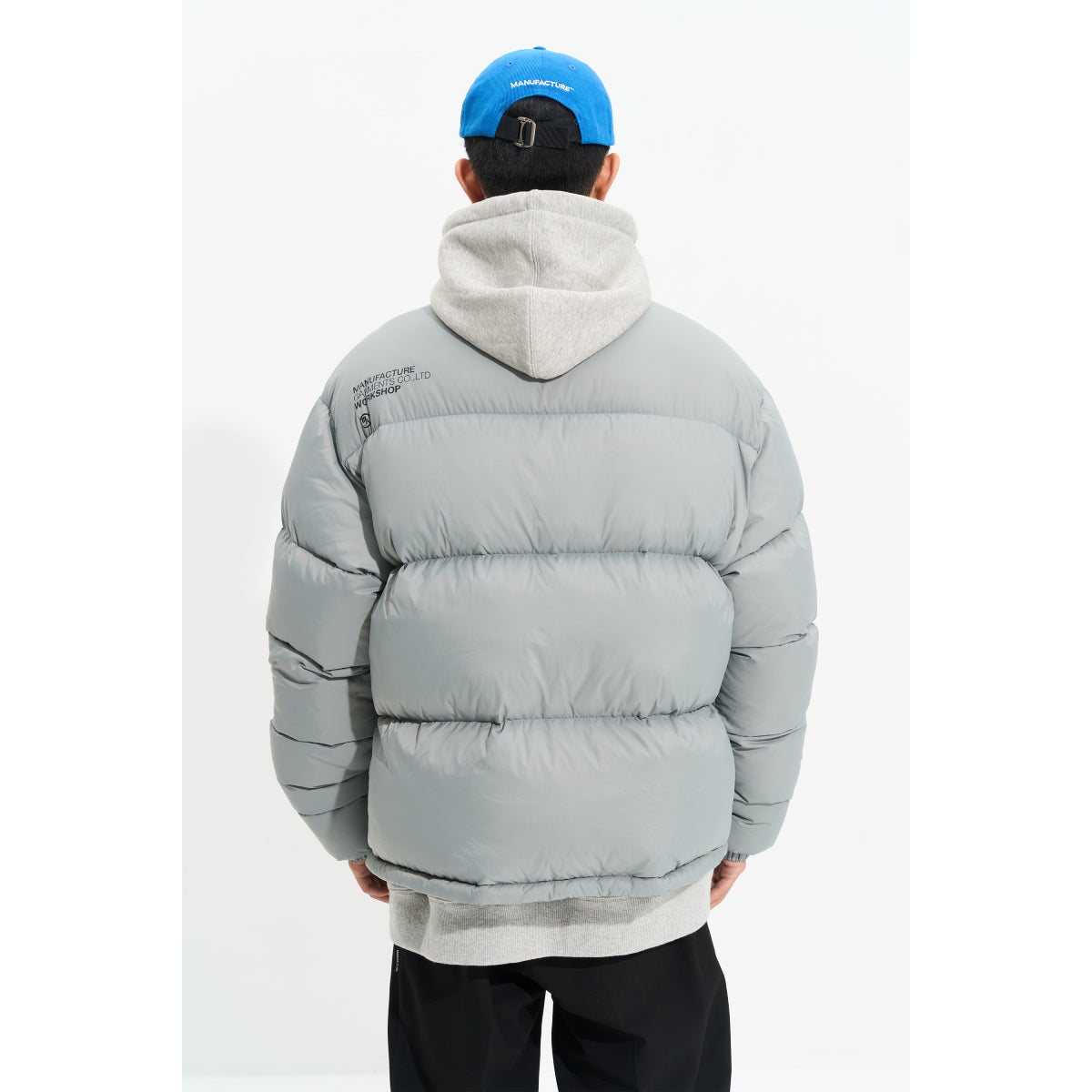 MANUFACTURE Uniform Basic Logo Down Jacket Grey