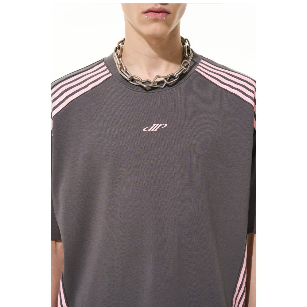 Moditec Color Blocked Striped Logo Tee Grey - Mores Studio