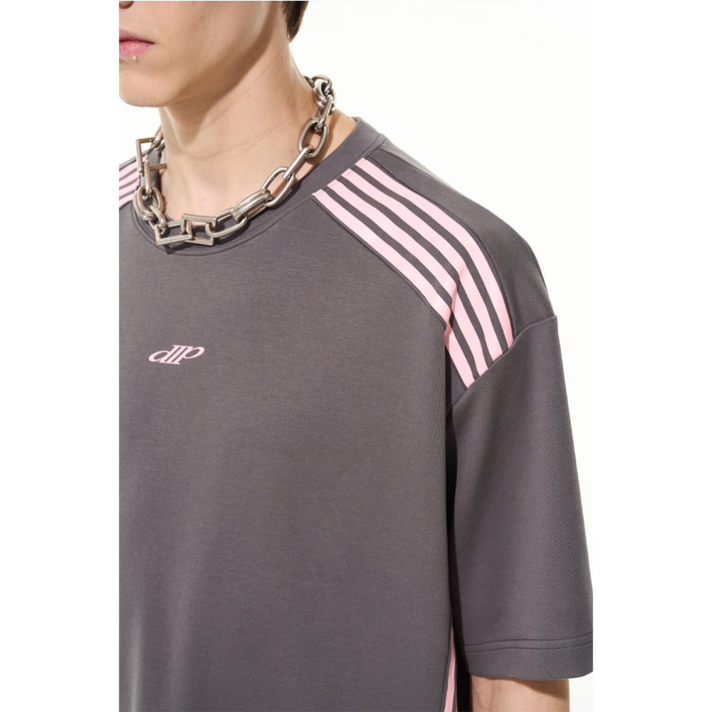 Moditec Color Blocked Striped Logo Tee Grey - Mores Studio