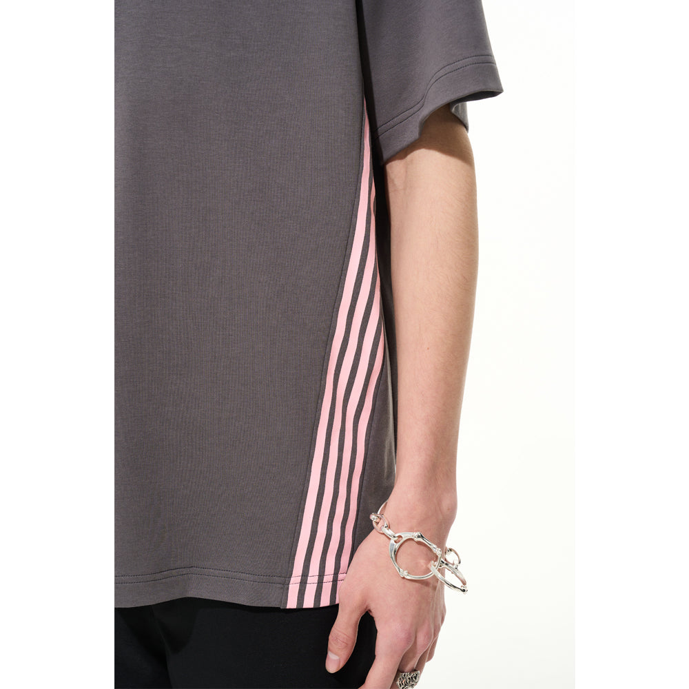 Moditec Color Blocked Striped Logo Tee Grey - Mores Studio