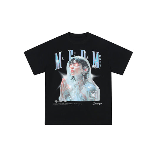 MEDM Transparent Prayer Girl Printed Tee Black