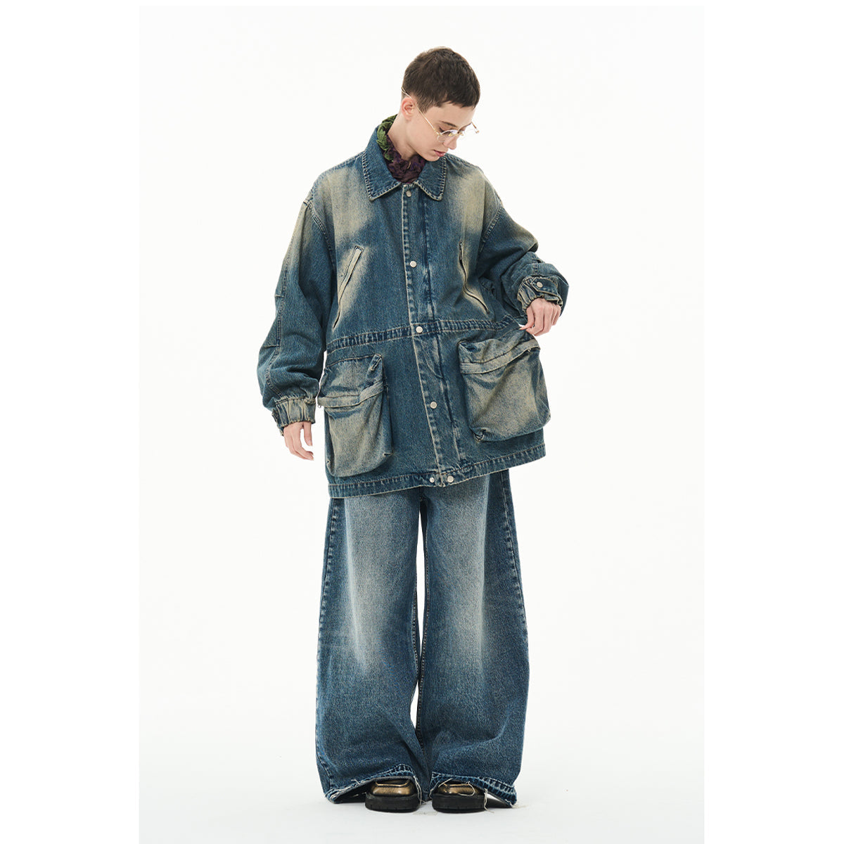 Moditec Vintage Washed Denim Pockets Jacket - Mores Studio