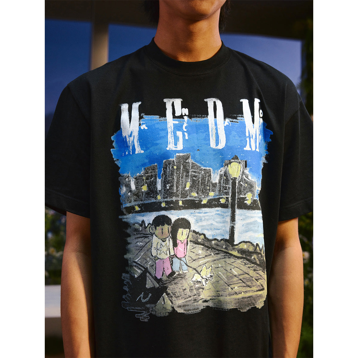 MEDM x Newmasus Night Scene Graffiti T-Shirt Black