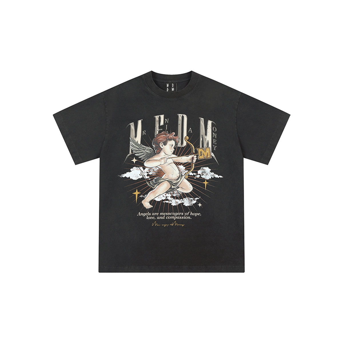 MEDM Washed Hand-Drawn Angel Tee Black