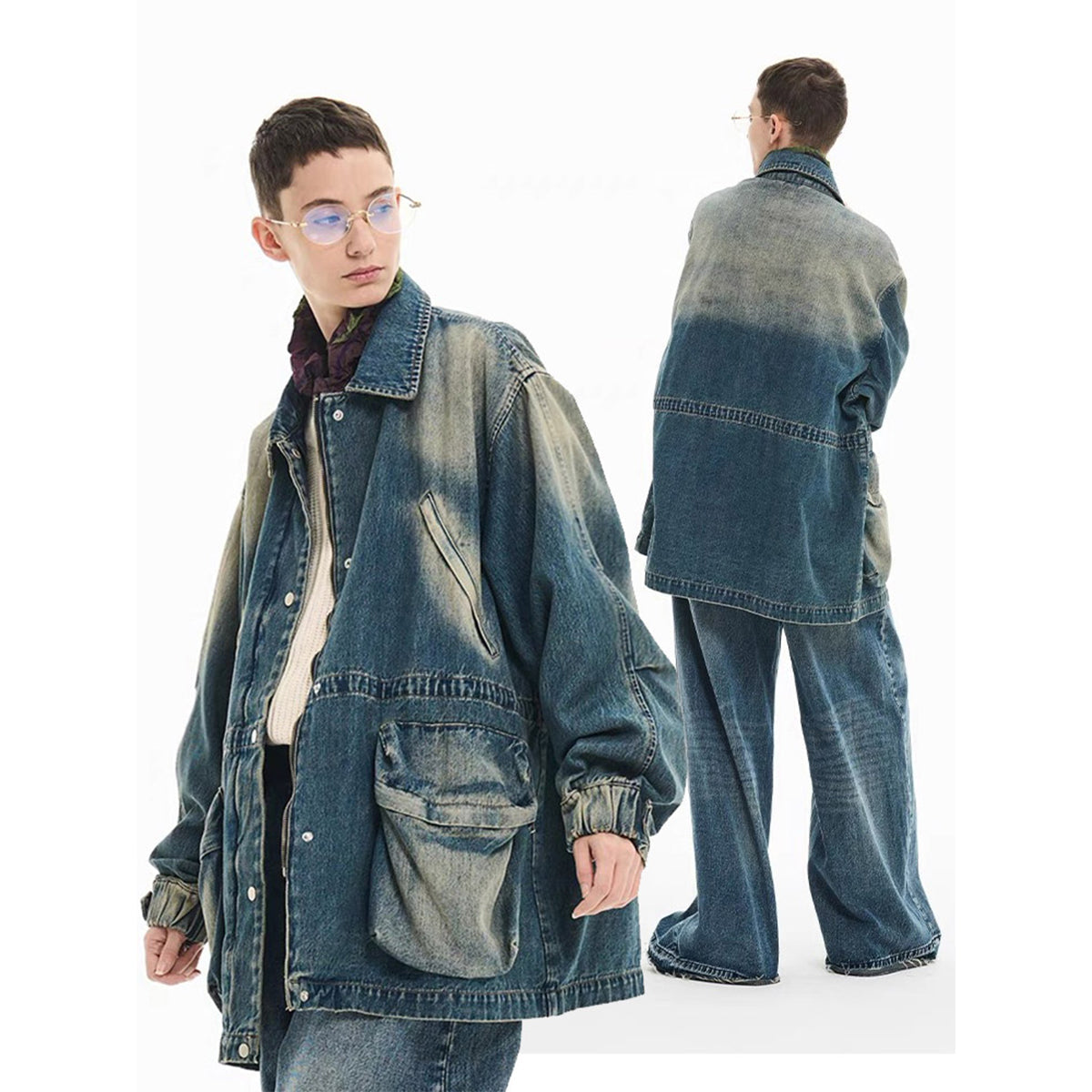 Moditec Vintage Washed Denim Pockets Jacket - Mores Studio