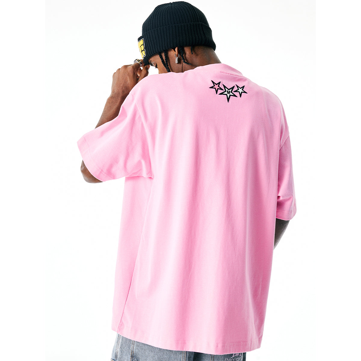 MEDM Leather Patch Logo T-Shirt Pink