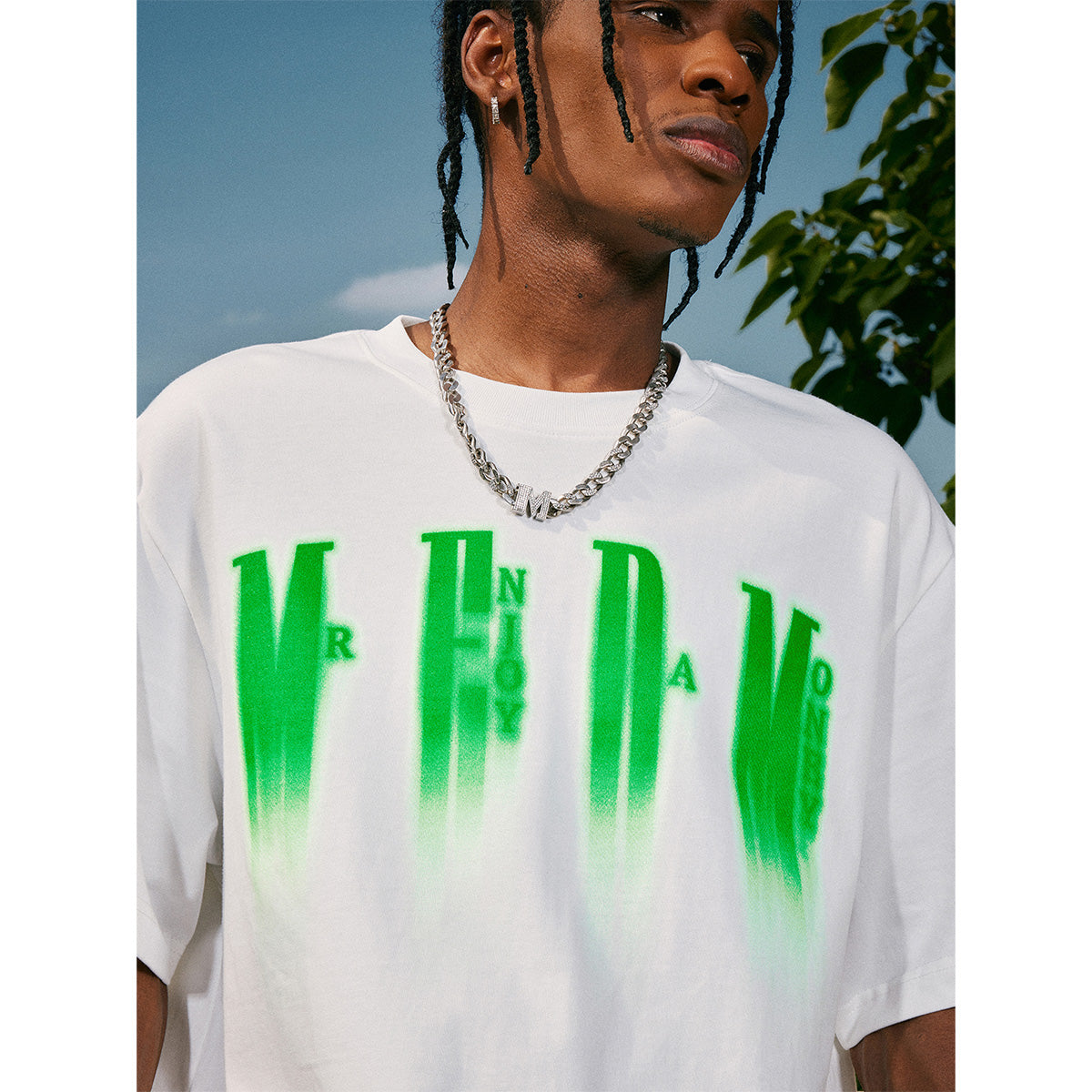 MEDM Green Phantom Logo Tee White