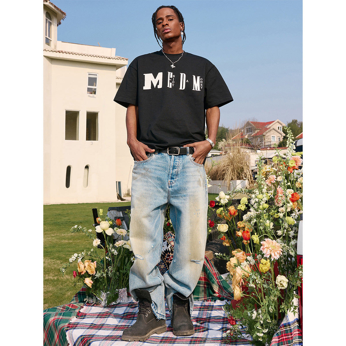 MEDM Big M Knit Logo Tee Black