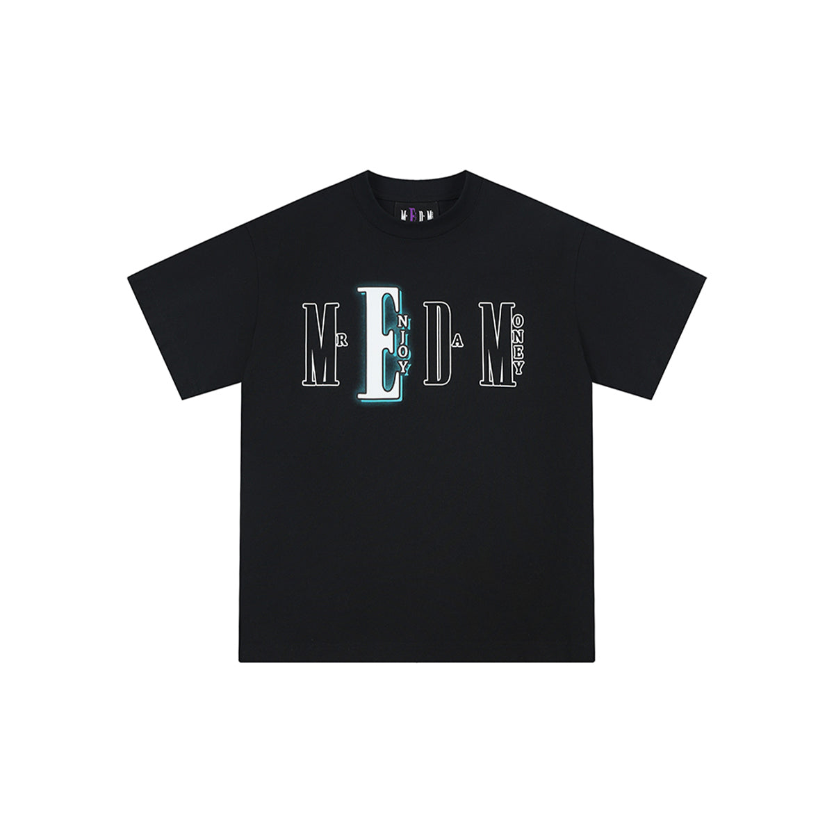 MEDM x EVA Reflective Printed Logo Tee Black